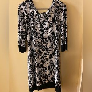 Jessica white & black flower midi dress size 10